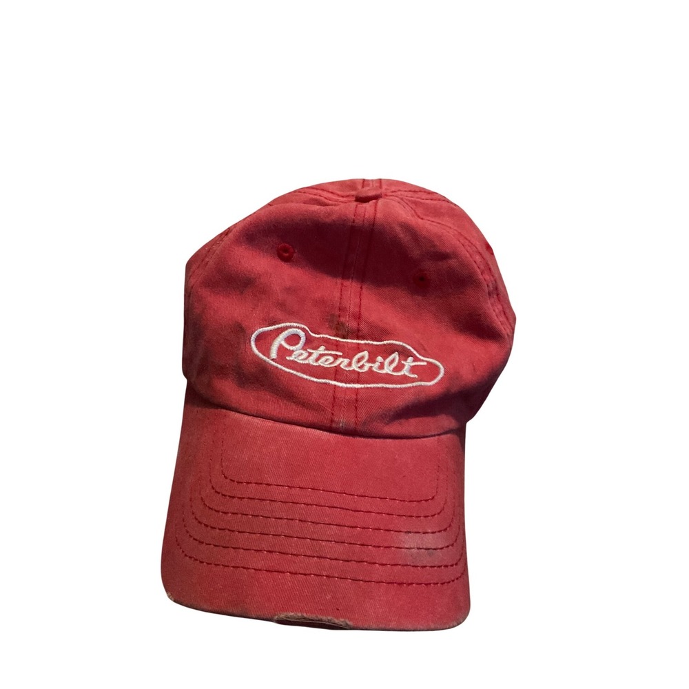 Peterbilt Red Distressed Baseball Cap Adjustable Strapback‎ Hat Embroidered Logo